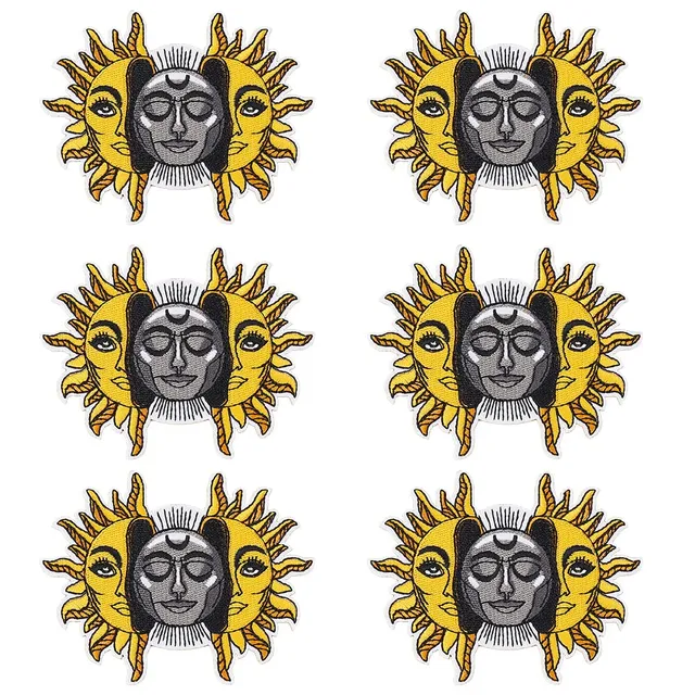 ahandmaker-applique-patch-6-patchs-soleil-lune-brod image 1