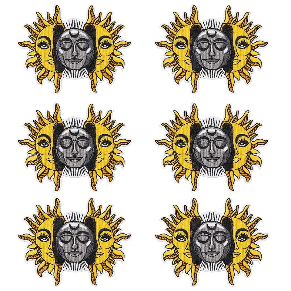 ahandmaker-applique-patch-6-patchs-soleil-lune-brod image 1