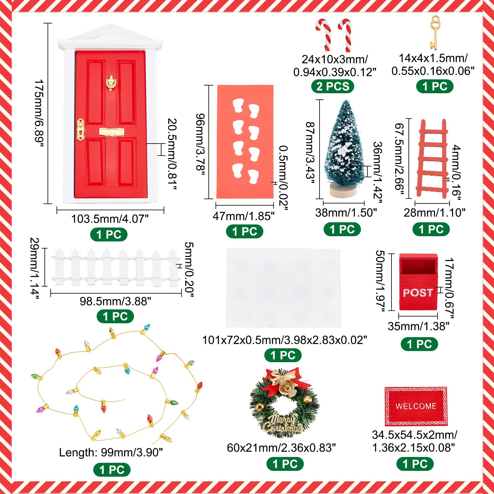 ahandmaker-miniature-house-porte-f-e-no-l-rouge-14-pcs image 2