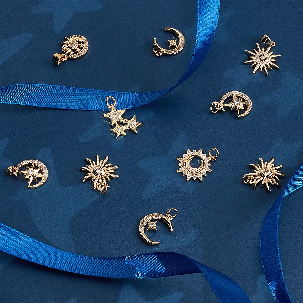 ahandmaker-pendant-lot-14-pendentifs-zircon-lune-plaqu-or image 4