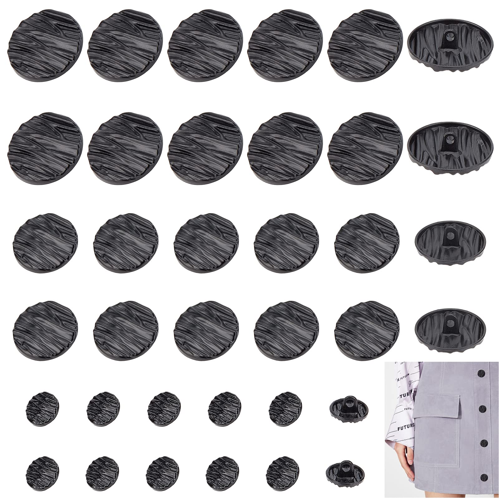 ahandmaker-button-rhinestone-36-boutons-m-tal-noir-vintage-manteau image 1