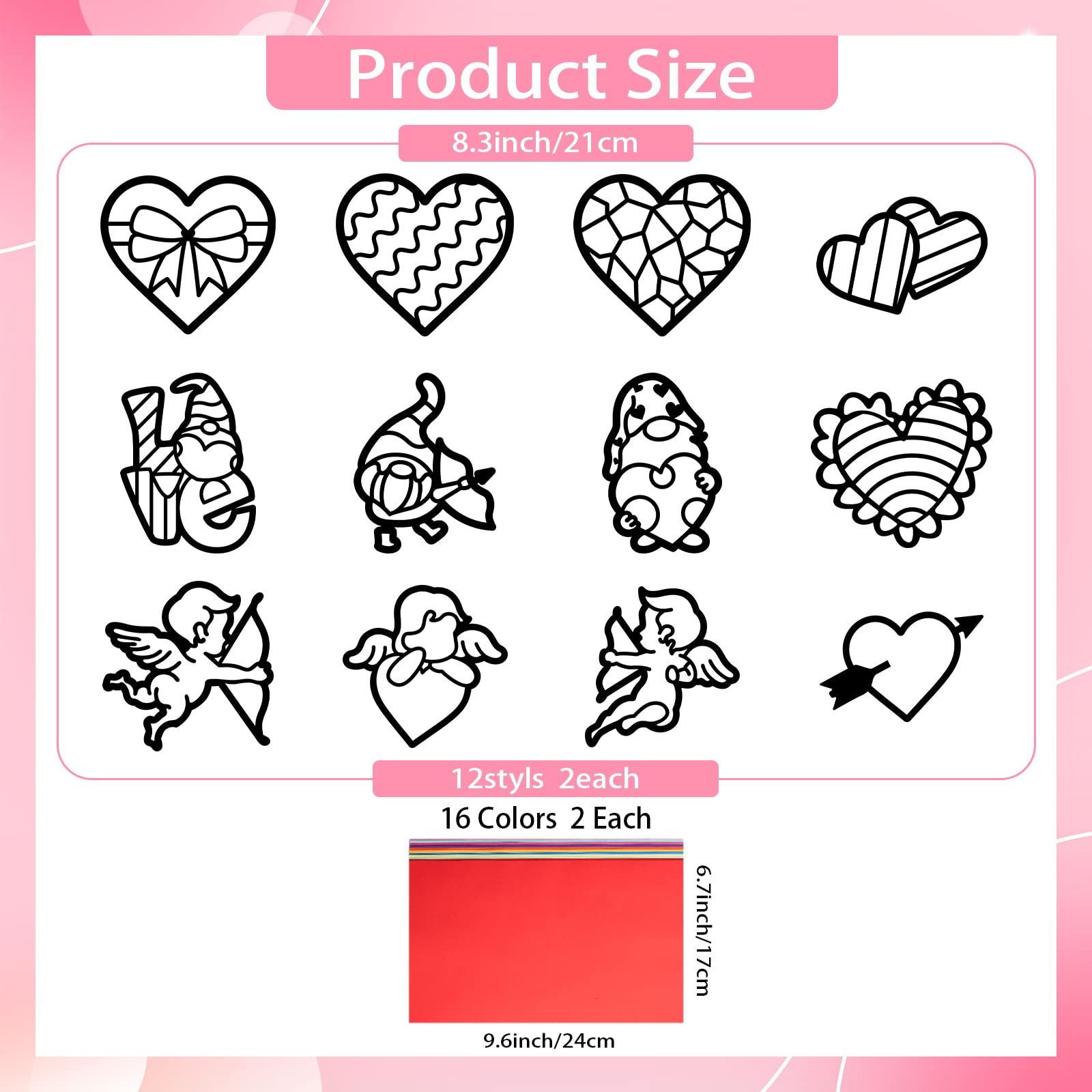 ahandmaker-suncatcher-saint-valentin-autocollant-vitrail-coeur-lot-24 image 2