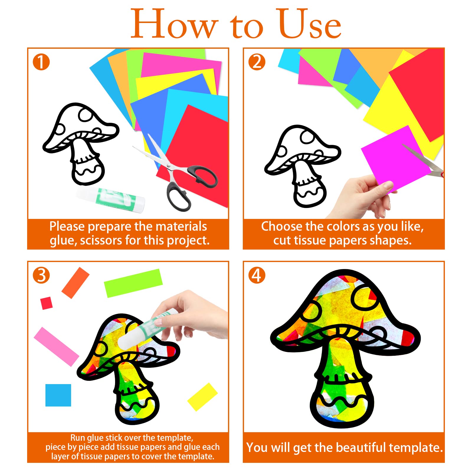 ahandmaker-kit-suncatcher-champignons-24-pi-ces-autocollants-vitrail image 3