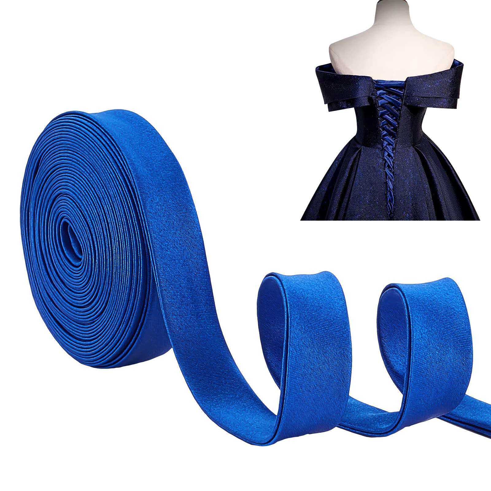 ahandmaker-3-5m-lacet-robe-mari-e-coton-bleu-royal-corset image 1