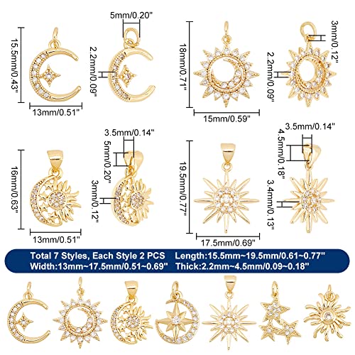 ahandmaker-pendant-lot-14-pendentifs-zircon-lune-plaqu-or image 8