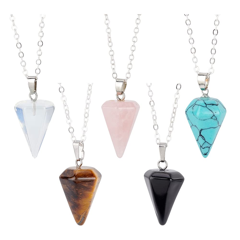 ahandmaker-5-pendules-cristal-collier-pierres-chakra-c-ne image 1