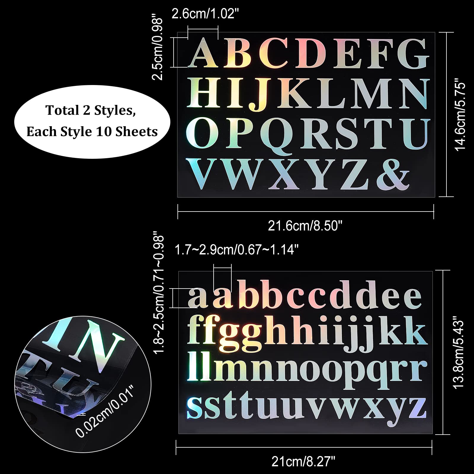 ahandmaker-stickers-lettres-adh-sives-vinyle-20-feuilles-710-pcs image 2