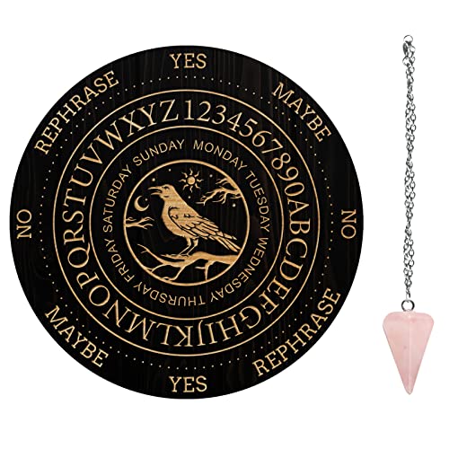 ahandmaker-planche-pendule-corbeau-nuit-bois-pendule-cristal image 8