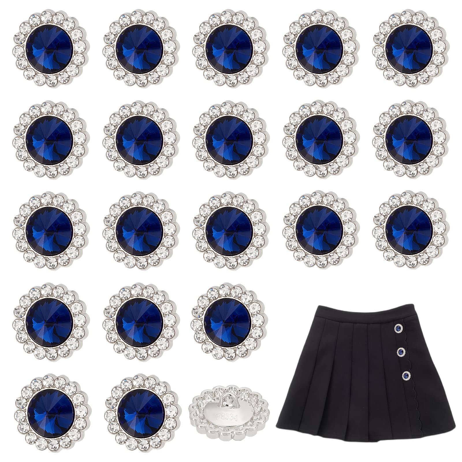 ahandmaker-button-rhinestone-boutons-strass-bleus-20-mm-lot-20 image 1