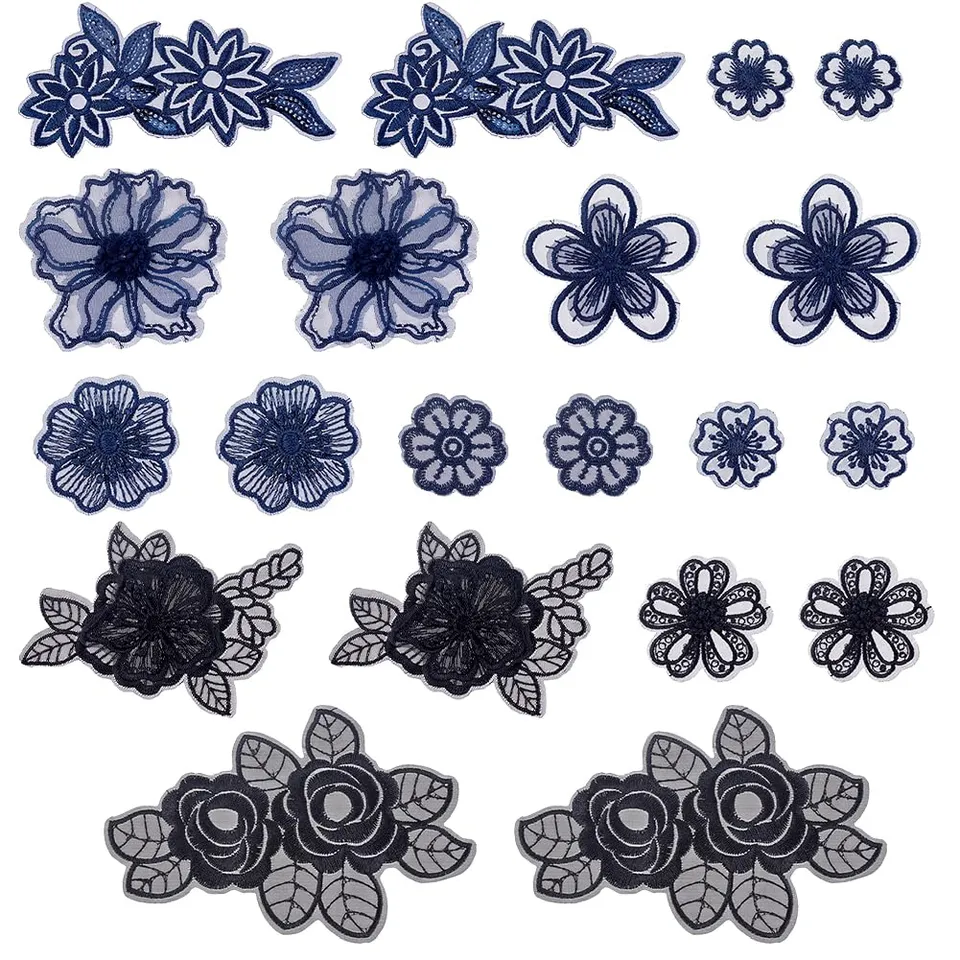 ahandmaker-applique-patch-patch-fleur-broderie-20-pcs-bleu-fonc image 1