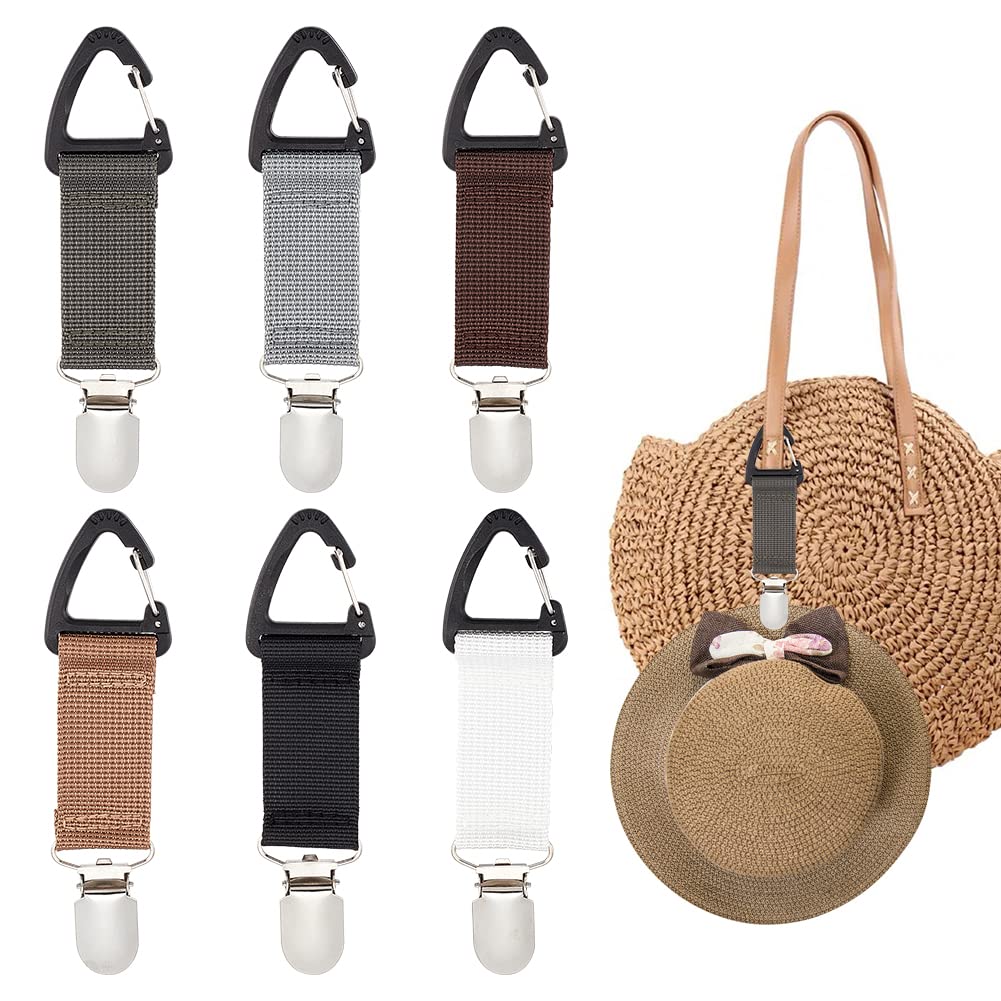 ahandmaker-6-pinces-chapeau-voyage-clip-porte-chapeau-polyester image 1