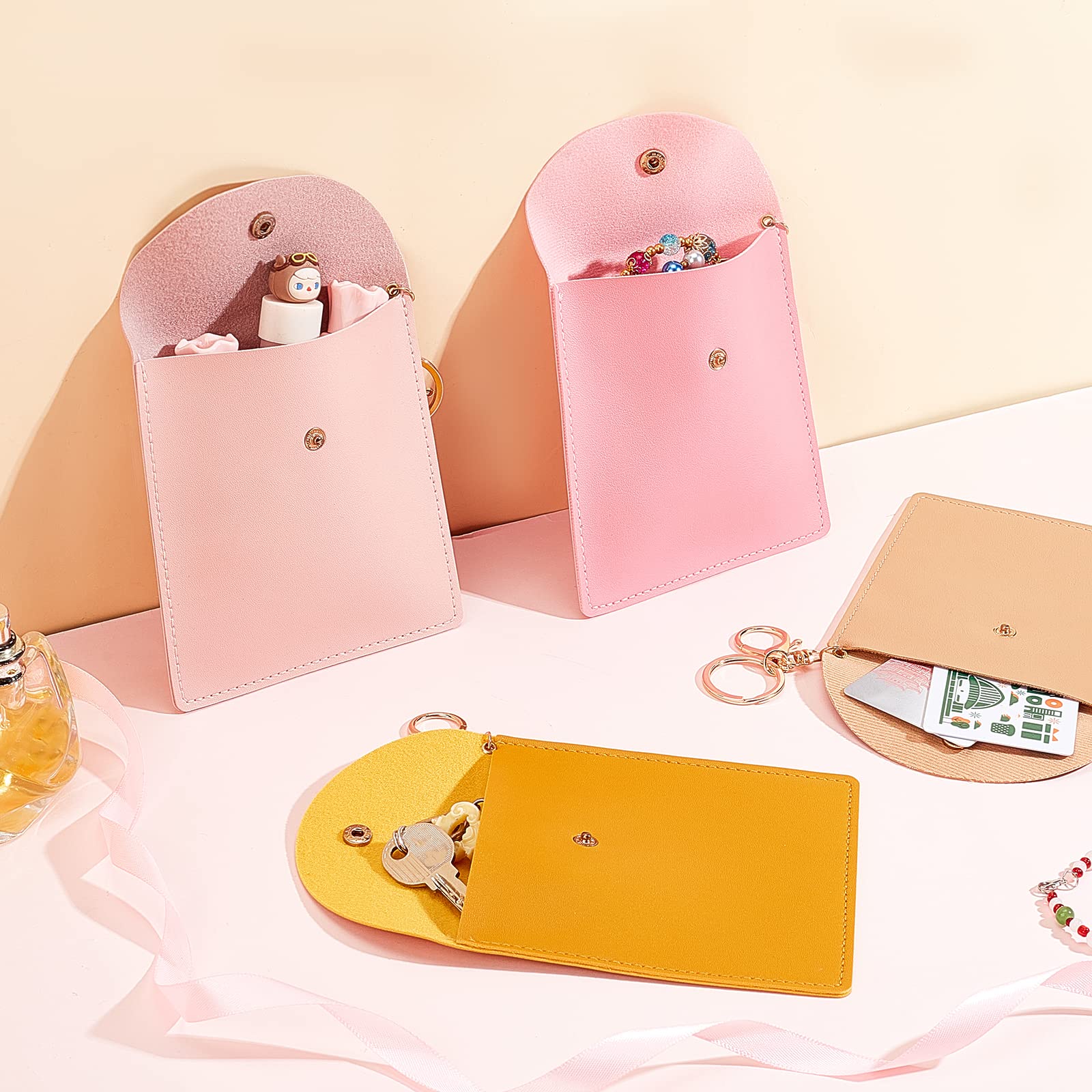 ahandmaker-keychain-lot-4-porte-monnaie-cuir-porte-cl-s-bouton image 5