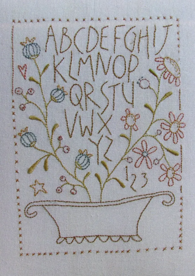 anni-downs-stitcheries-flower-basket-sampler-patron-broderie-pr-imprim image 1