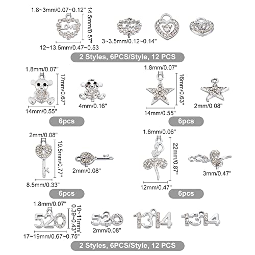 ahandmaker-pendant-ours-c-ur-toile-breloque-m-tal-lot-48-strass image 8