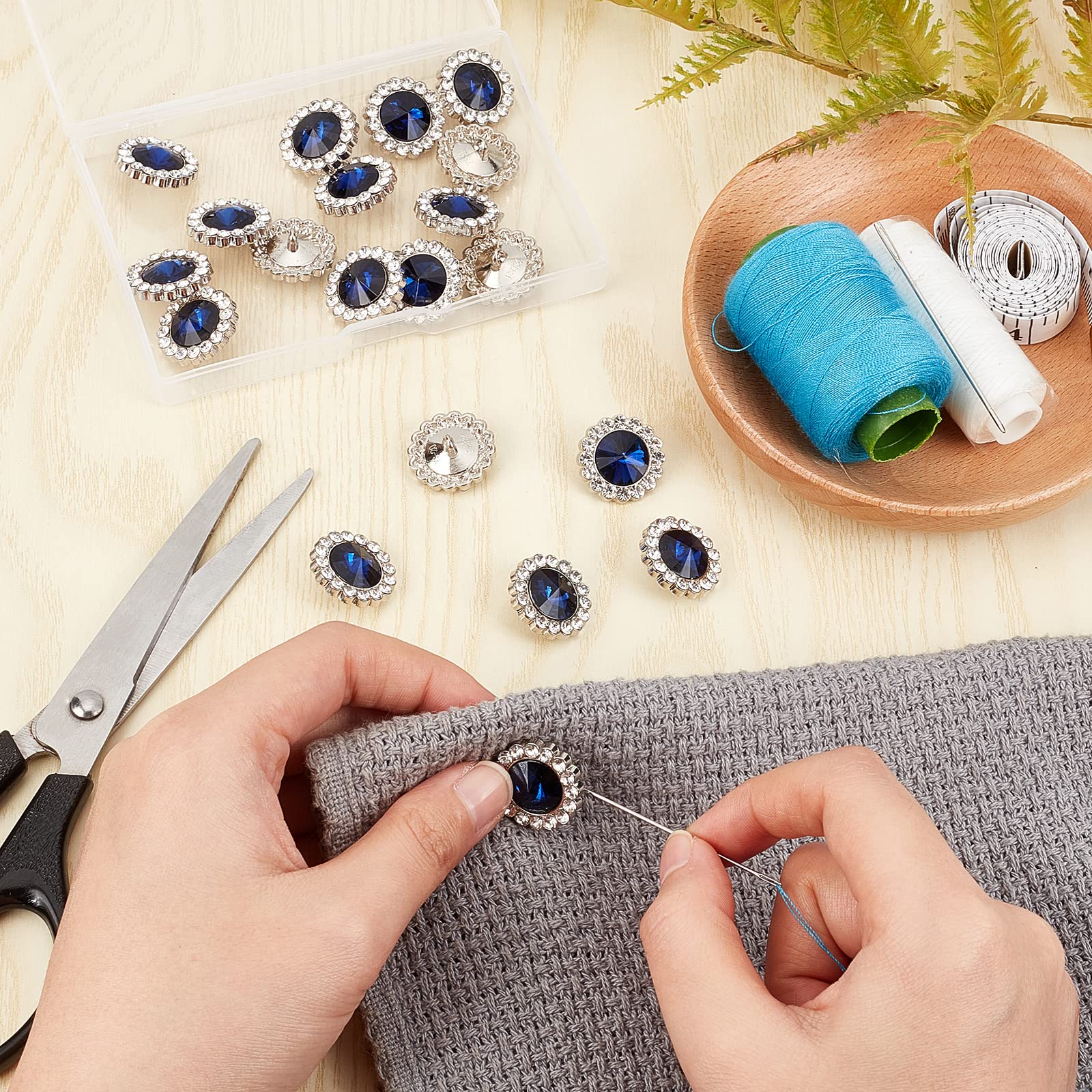 ahandmaker-button-rhinestone-boutons-strass-bleus-20-mm-lot-20 image 4