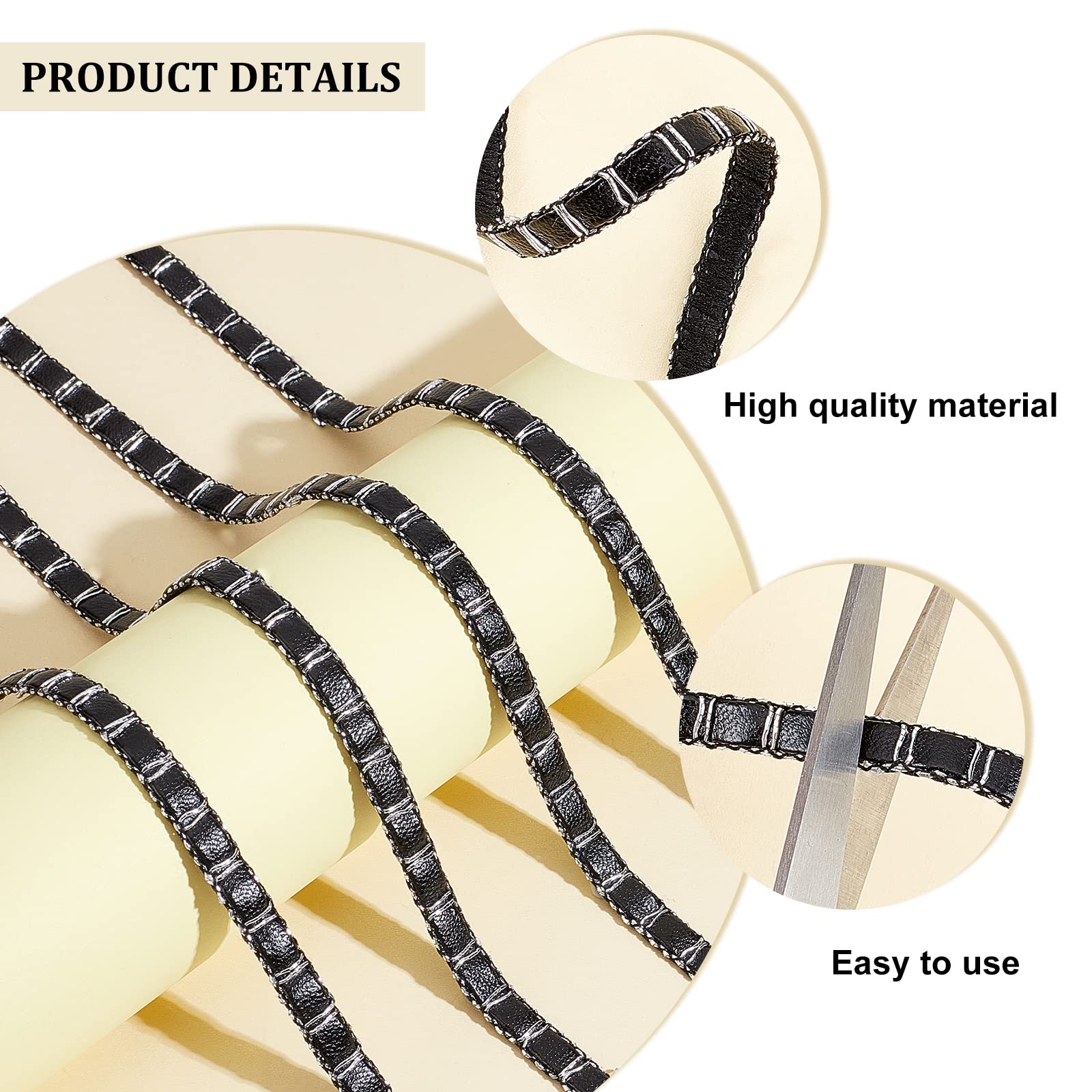 ahandmaker-chain-trim-cordon-cuir-tress-noir-9-8-yards image 4