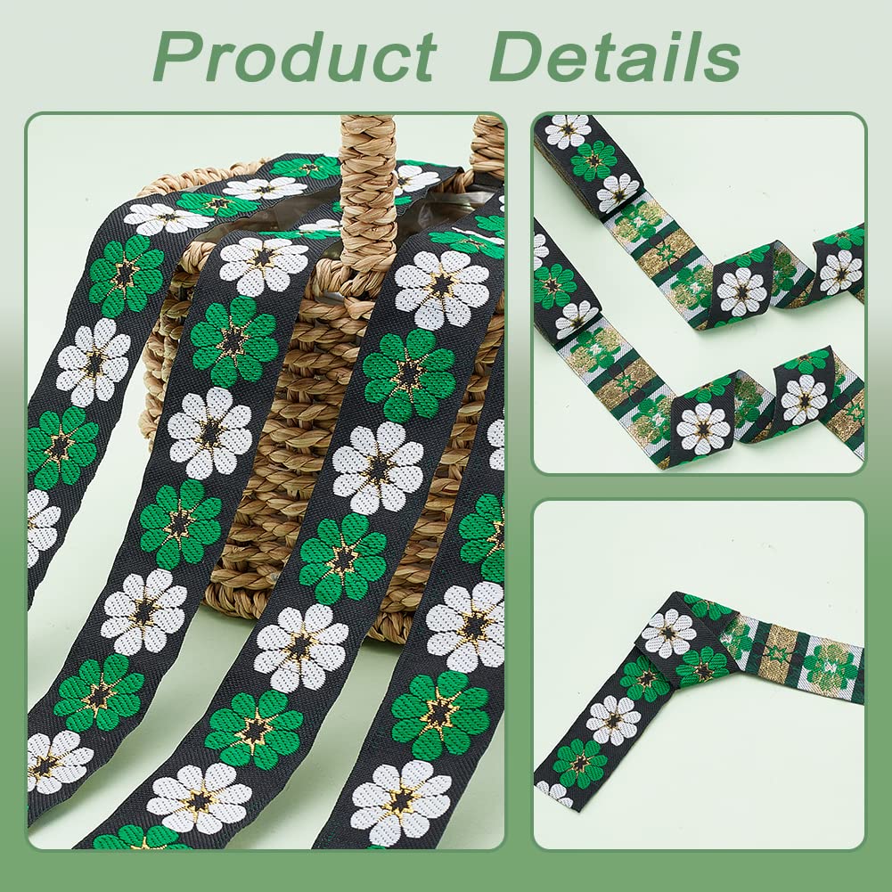 ahandmaker-jacquard-rubans-brod-s-floral-vintage-vert-2x3-8m-33mm image 5