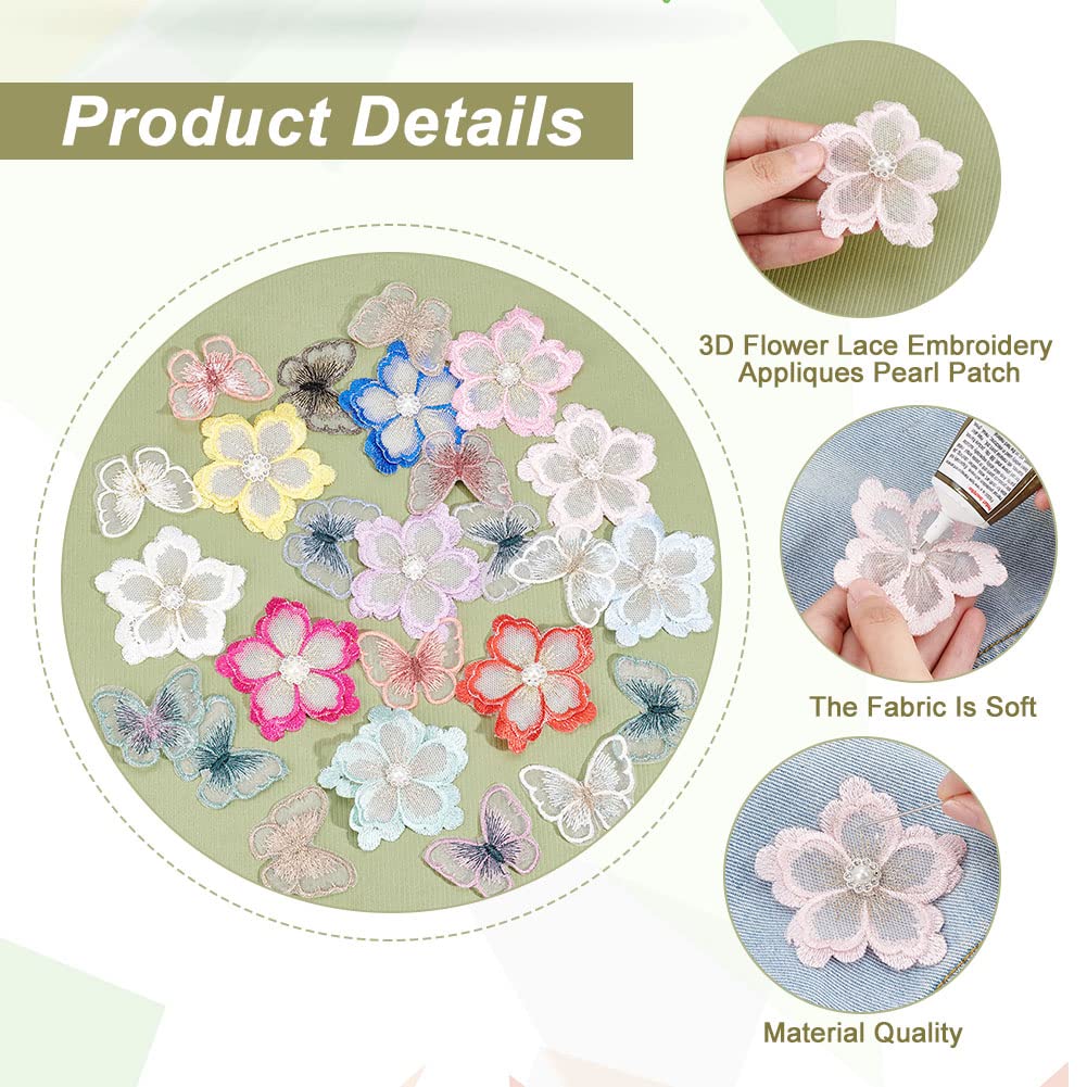 ahandmaker-appliqu-s-dentelle-fleur-papillon-22-pcs-patch-3d image 4