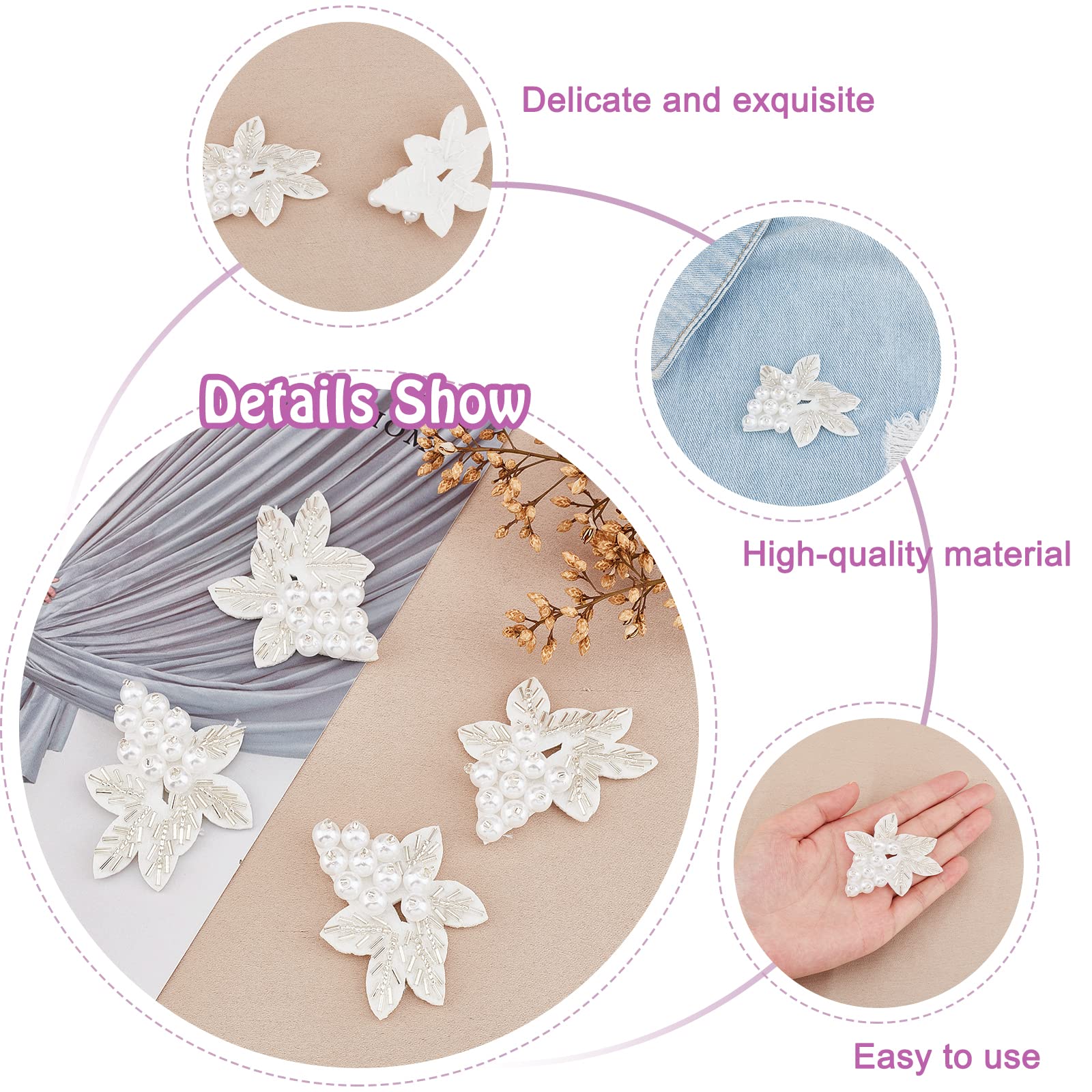 ahandmaker-appliqu-feuille-perle-blanche-4-pi-ces-patch-couture image 4