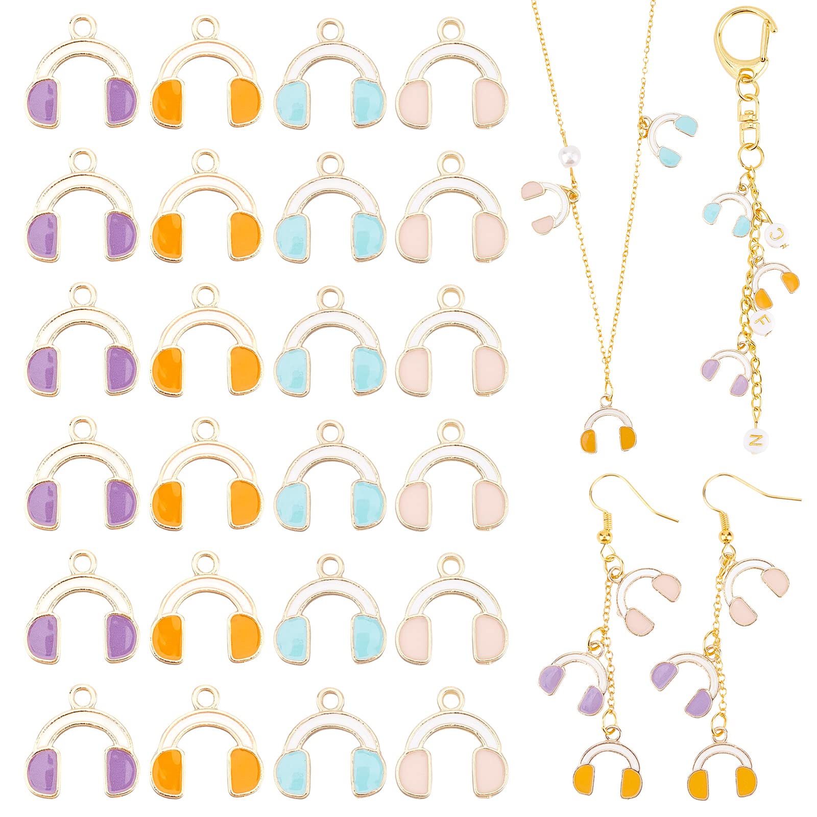 ahandmaker-casque-musique-pendentif-mail-dor-lot-40 image 1