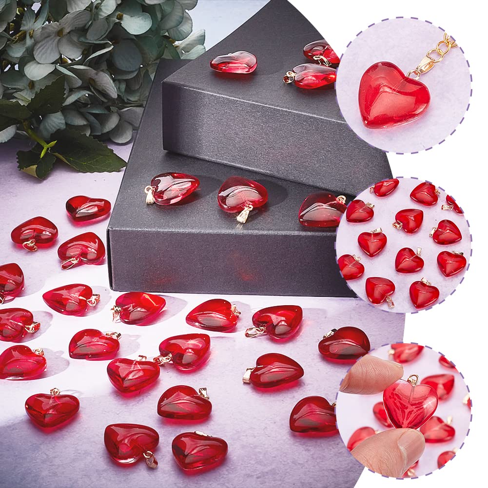 ahandmaker-pendant-pendentif-c-ur-verre-rouge-30-pcs-collier image 4