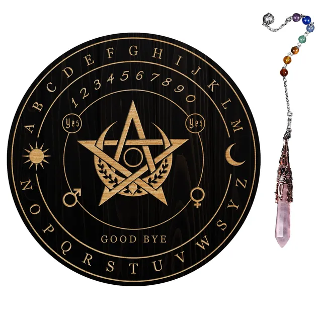 ahandmaker-planche-pendule-sorci-re-pentagramme-lune-cristal image 1