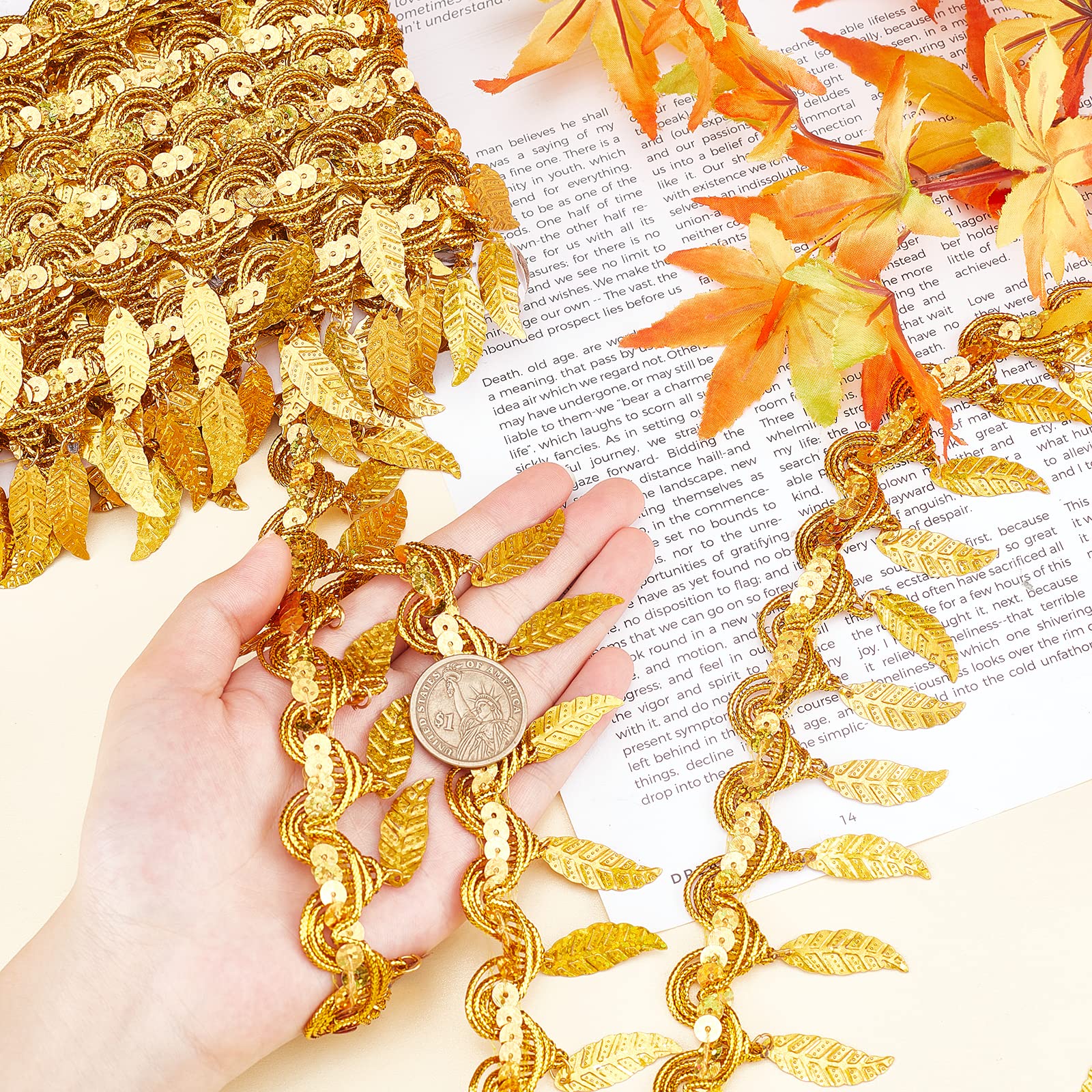 ahandmaker-chain-trim-galon-frange-paillettes-or-10-yards image 3