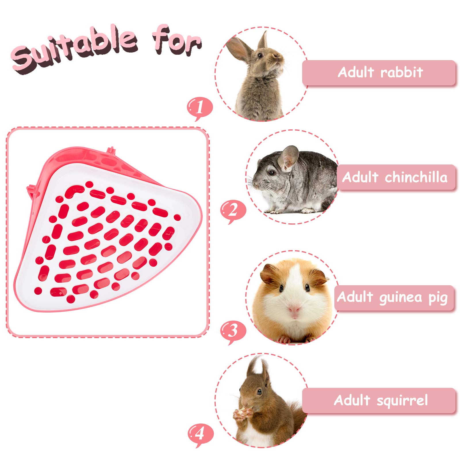ahandmaker-pet-toilette-lapin-triangle-rose-avec-pelle image 6