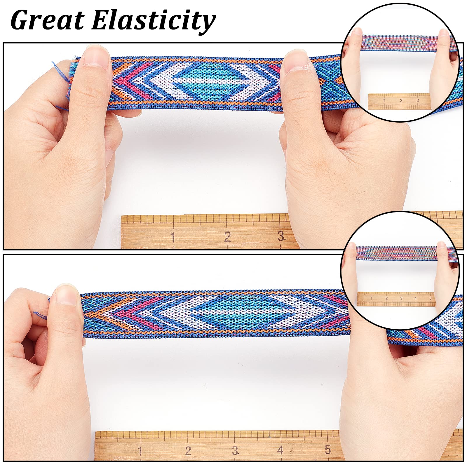 ahandmaker-ruban-lastique-jacquard-bleu-fl-ches-25mm-5-48m image 4