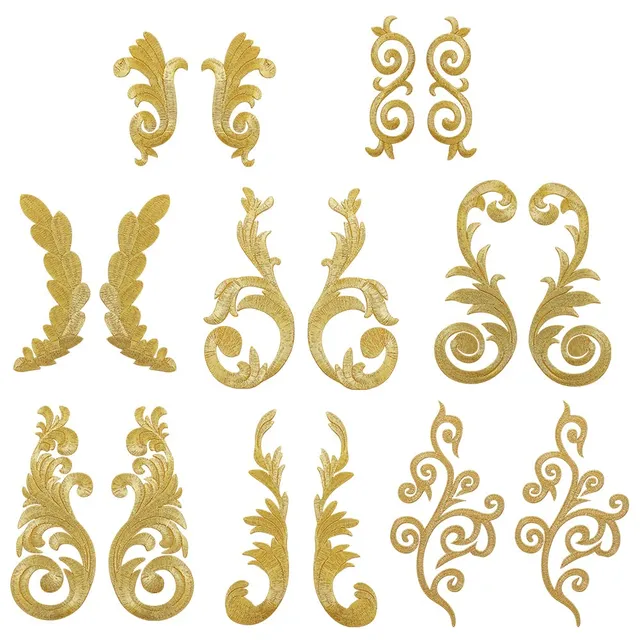 ahandmaker-applique-patch-fleurs-feuilles-dor-es-thermocollant-16-pcs image 1