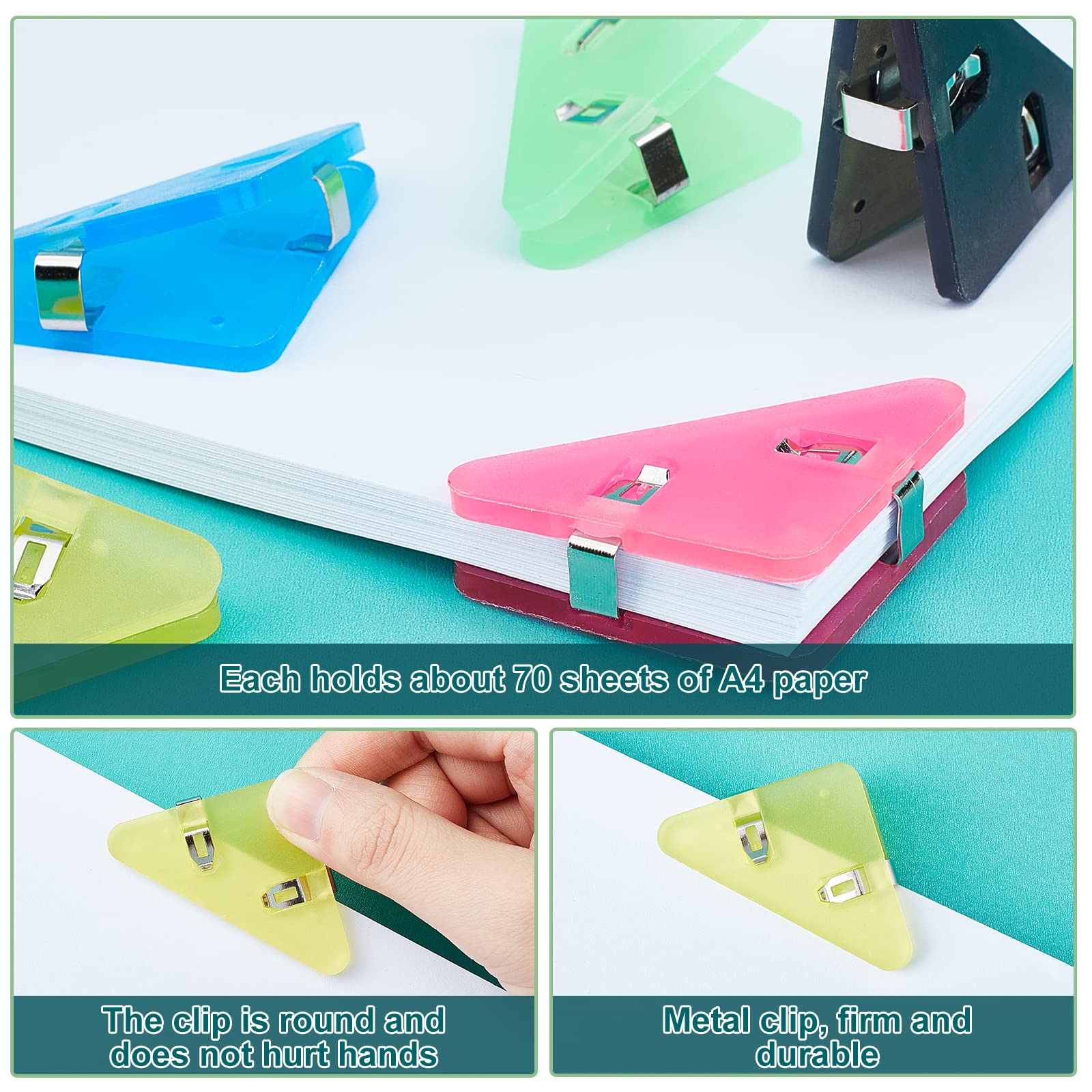 ahandmaker-office-study-clips-triangle-trombones-24-pcs-6-couleurs image 5