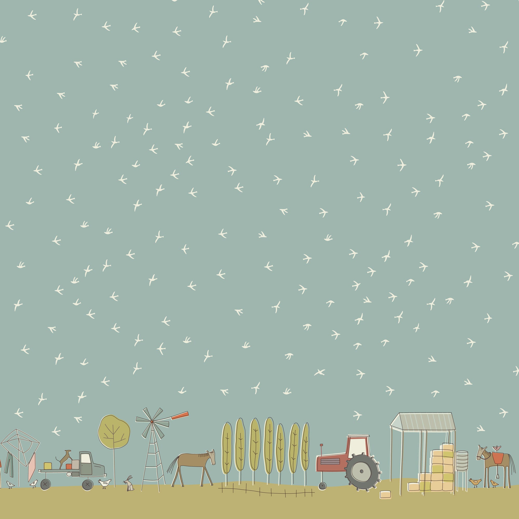 anni-downs-appleby-farm-dv7736-tissu-oiseaux-bleu-0-25-m image 1