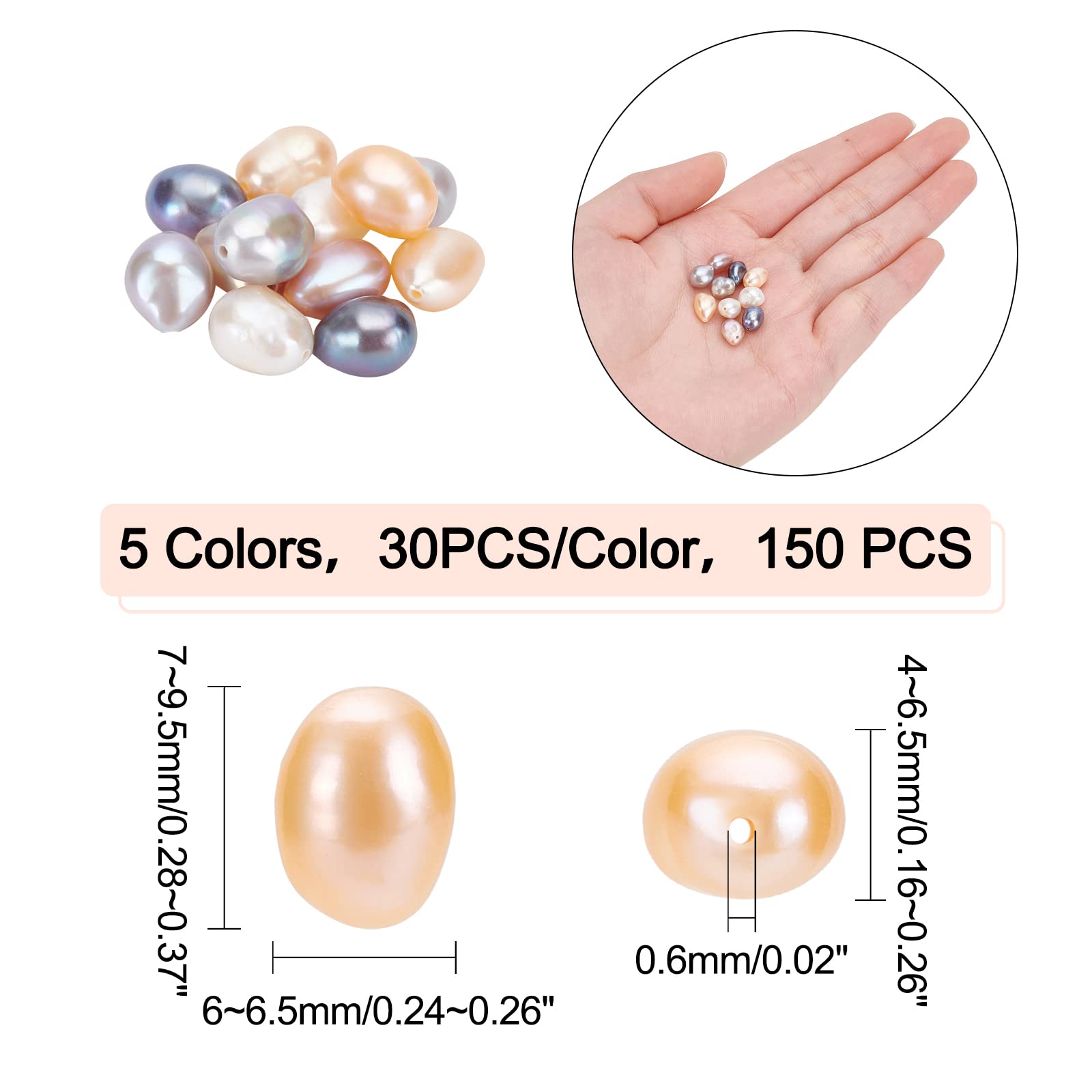 ahandmaker-beads-perles-nacre-riz-150-pi-ces-5-couleurs-7-mm image 2