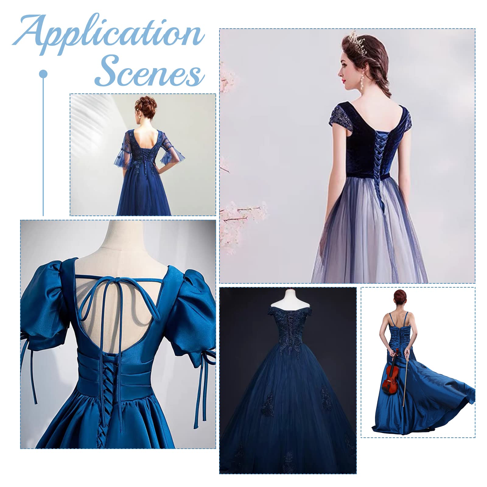 ahandmaker-3-5m-lacet-robe-mari-e-coton-bleu-royal-corset image 7