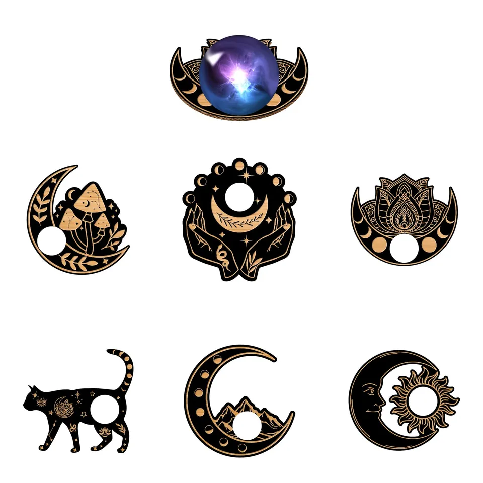 ahandmaker-home-decorate-support-boule-cristal-chat-lunaire-lot-6 image 1