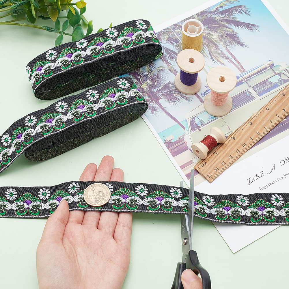 ahandmaker-ruban-jacquard-vert-floral-2-rouleaux-galon-couture image 3