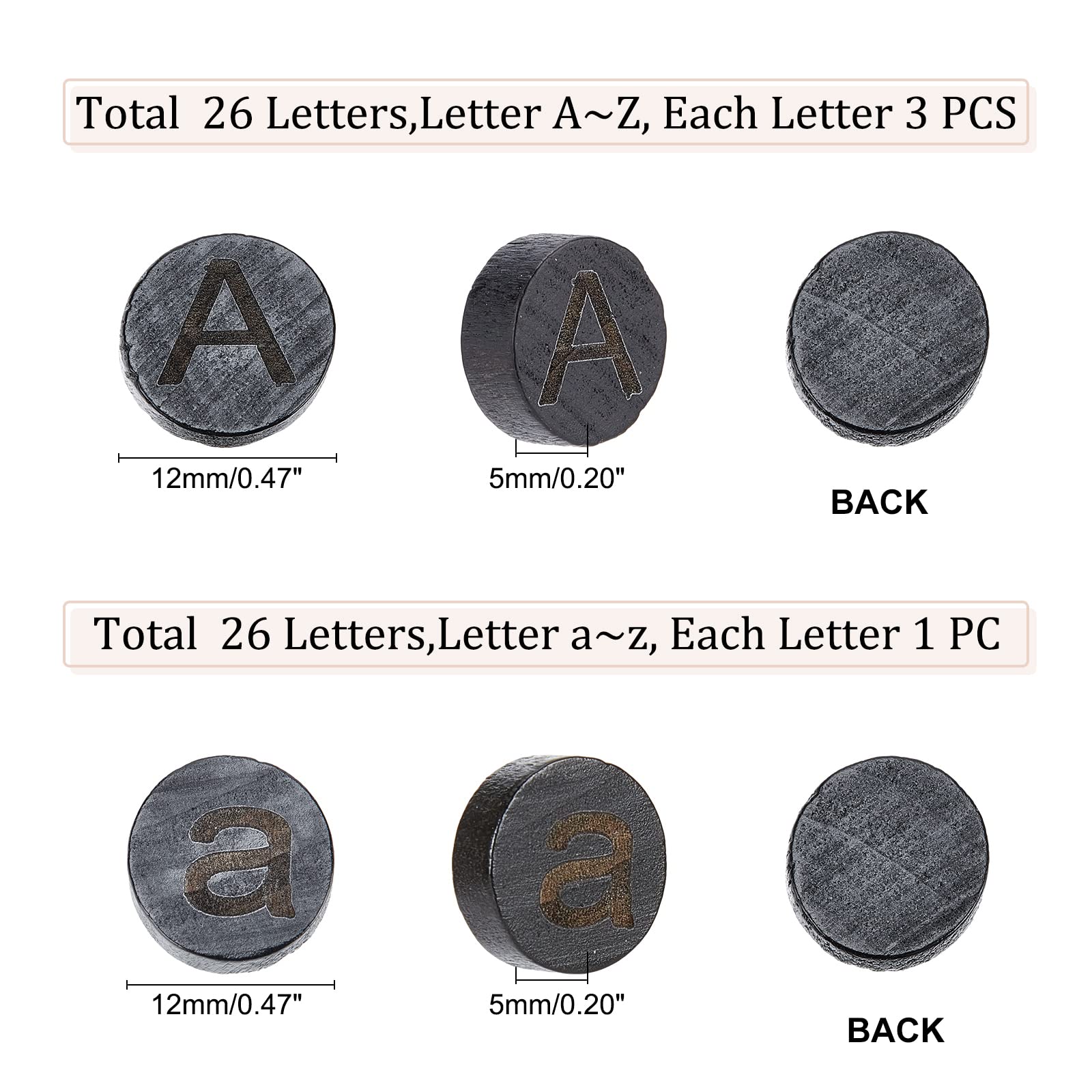 ahandmaker-beads-104-cabochons-bois-plat-perles-alphabet-rondes image 2