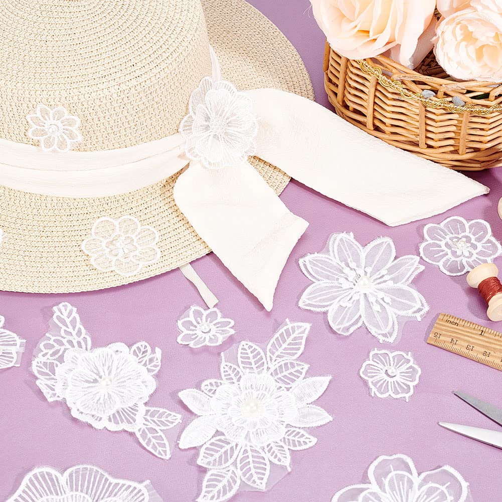 ahandmaker-applique-patch-appliqu-s-fleurs-3d-blanc-perle-20-pcs image 6