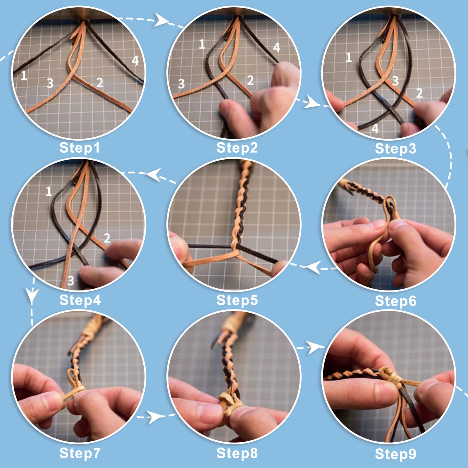 ahandmaker-chain-trim-cordon-cuir-rond-marron-1-5-mm-30-yards image 6