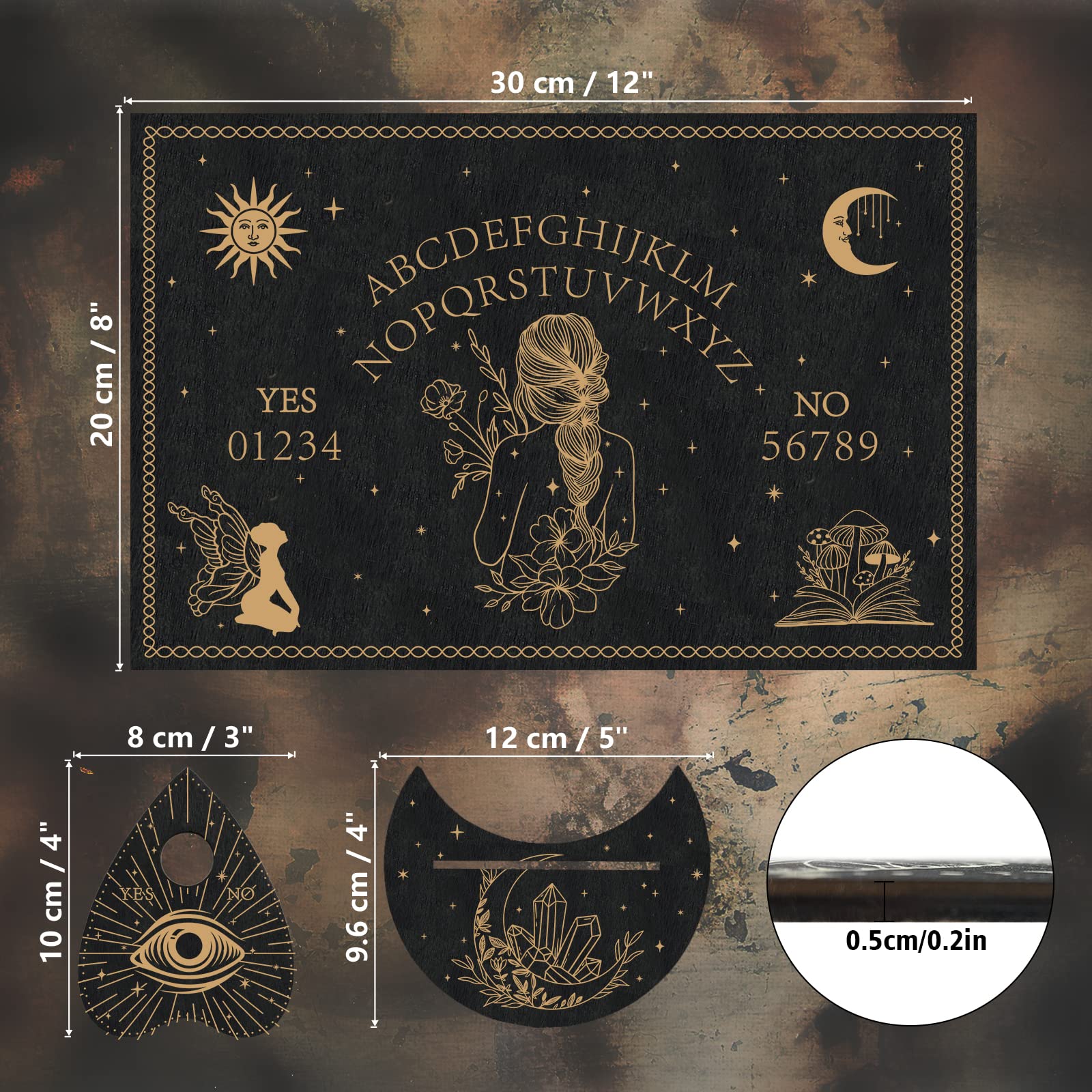 ahandmaker-planche-ouija-bois-noir-kit-divination-avec-pendule image 2