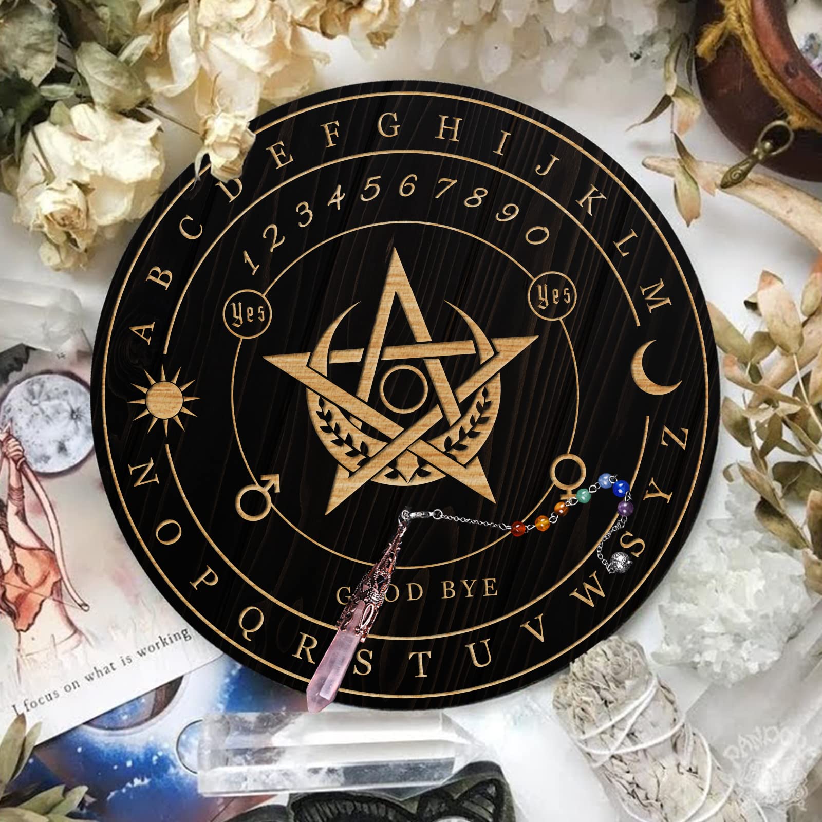 ahandmaker-planche-pendule-sorci-re-pentagramme-lune-cristal image 6