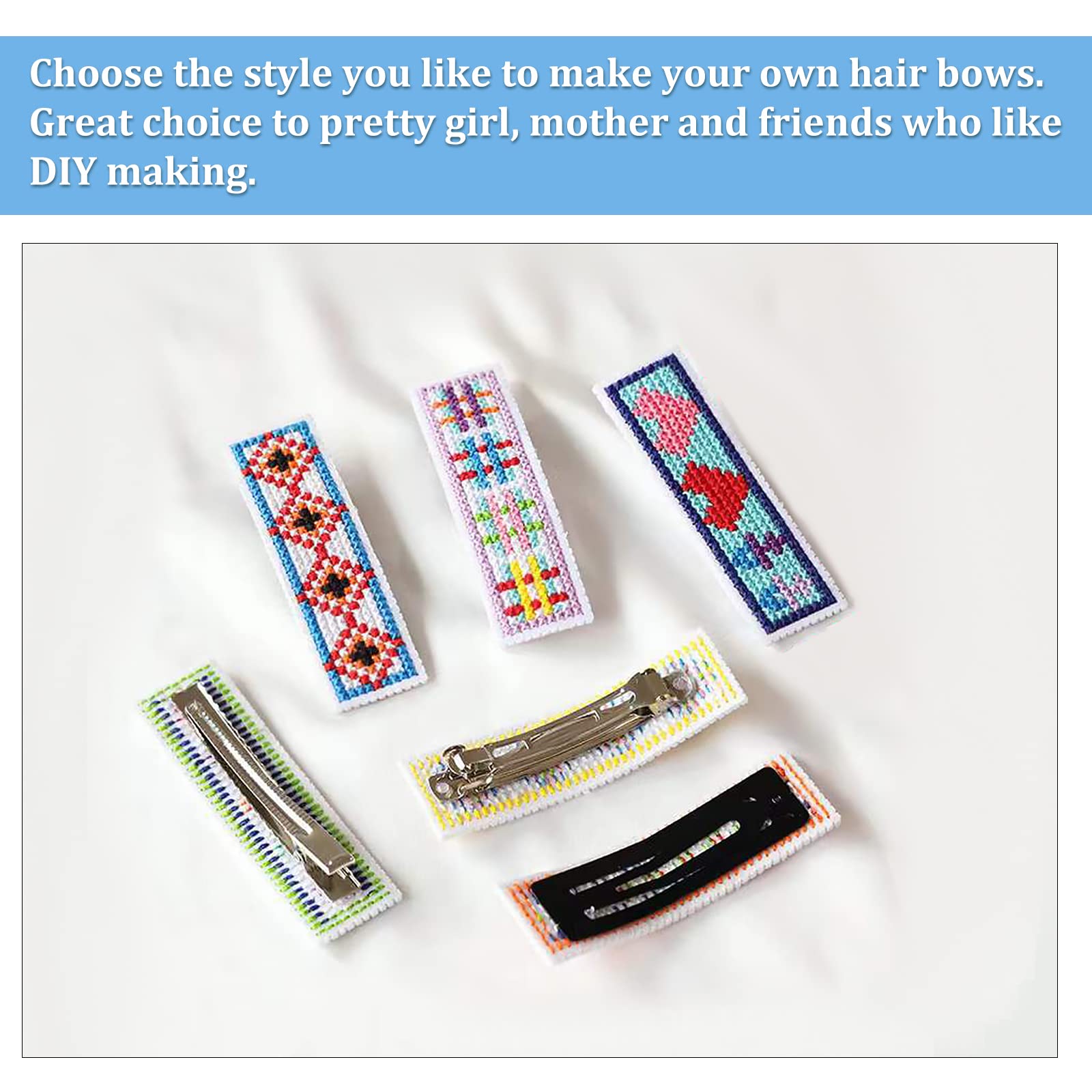 ahandmaker-kit-barrettes-broderie-diy-6-styles-13-couleurs-cheveux image 6