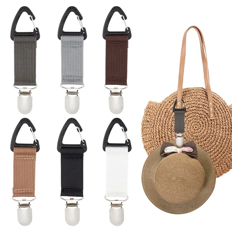 ahandmaker-6-pinces-chapeau-voyage-clip-porte-chapeau-polyester image 1