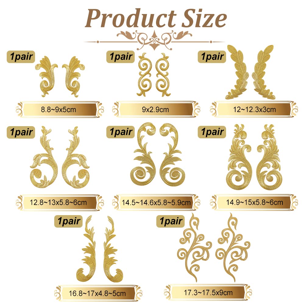 ahandmaker-applique-patch-fleurs-feuilles-dor-es-thermocollant-16-pcs image 2