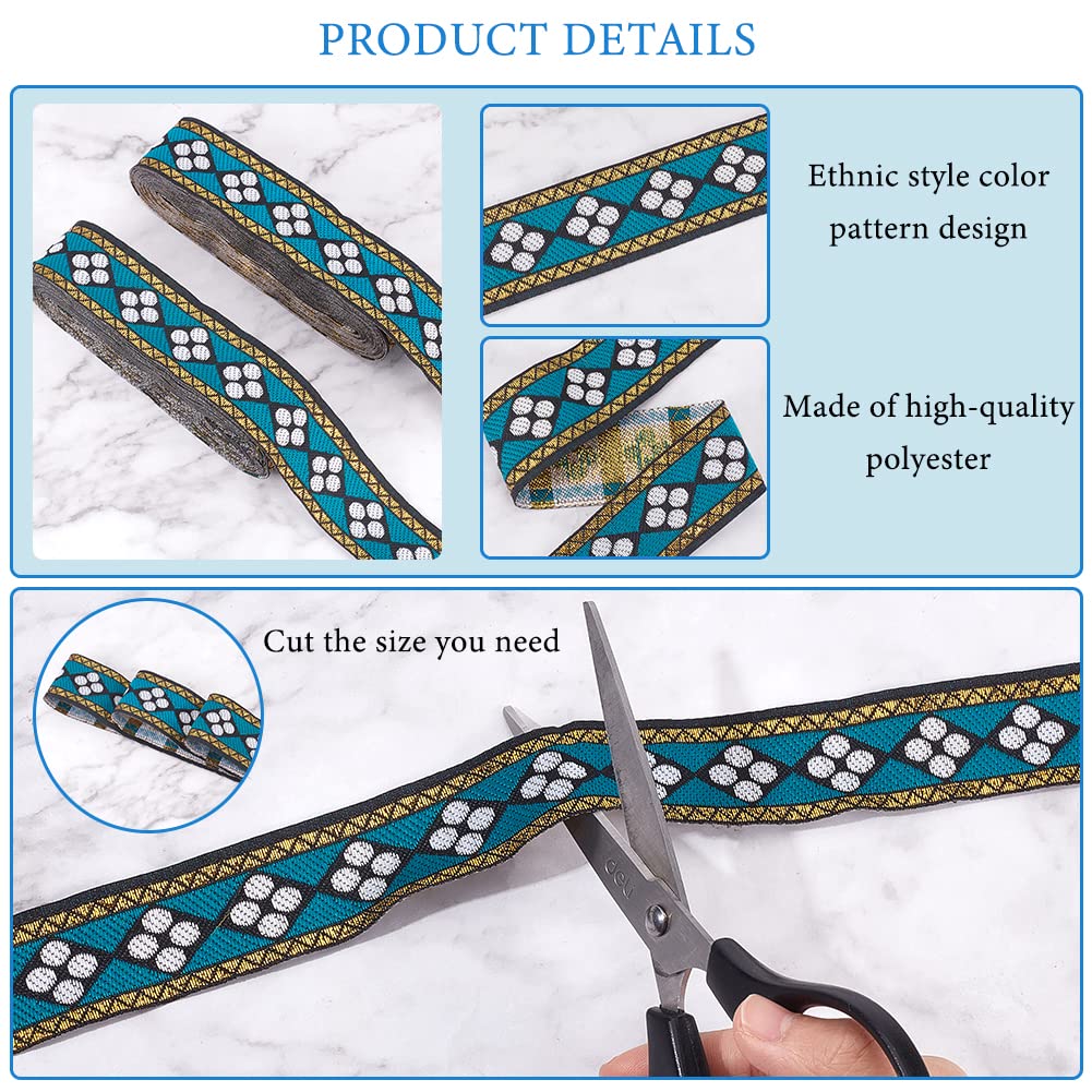 ahandmaker-ruban-jacquard-bleu-losange-2-rouleaux-galon-couture image 4