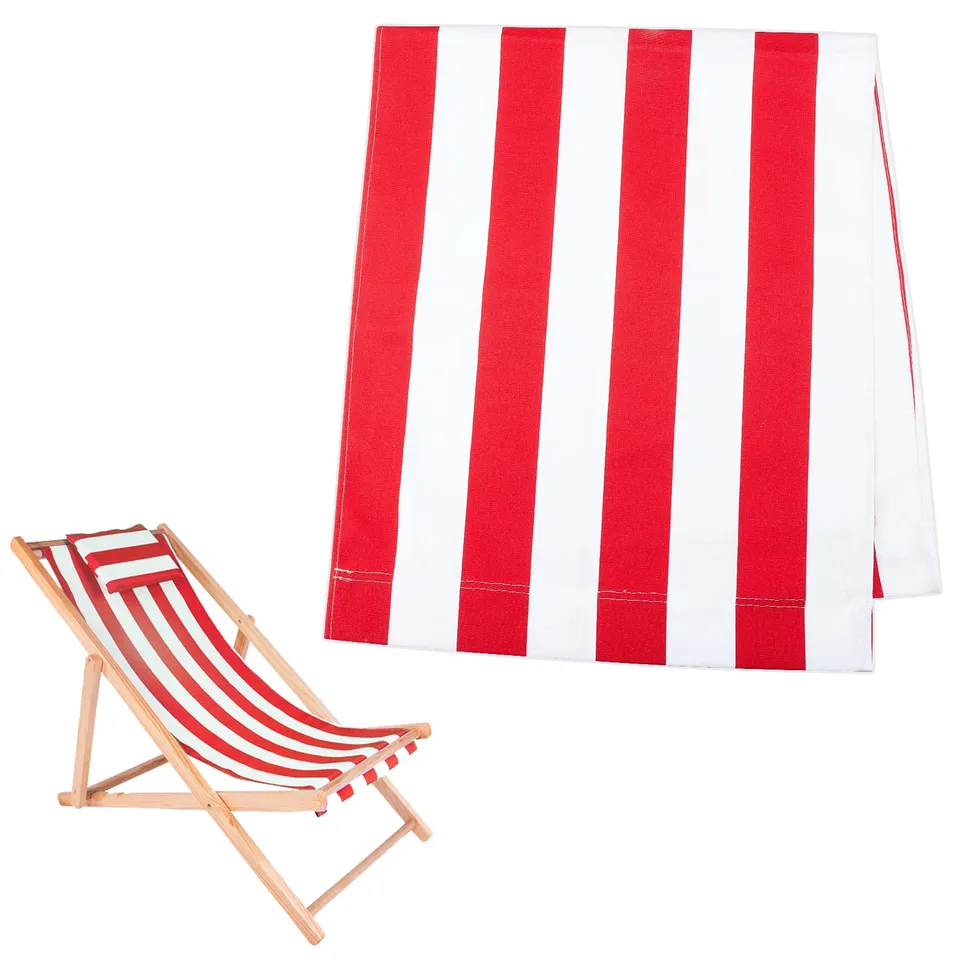 ahandmaker-toile-remplacement-chaise-plage-rayures-rouges-113cm image 1