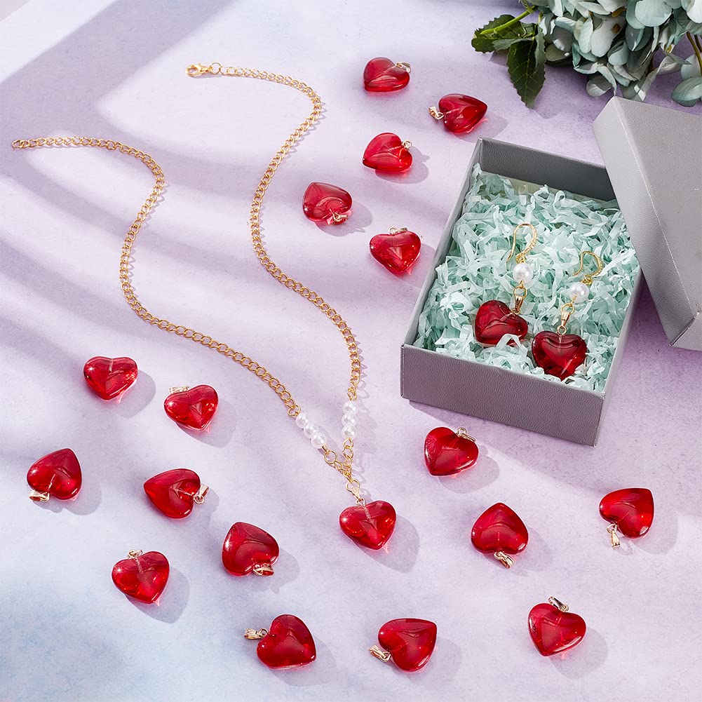 ahandmaker-pendant-pendentif-c-ur-verre-rouge-30-pcs-collier image 5