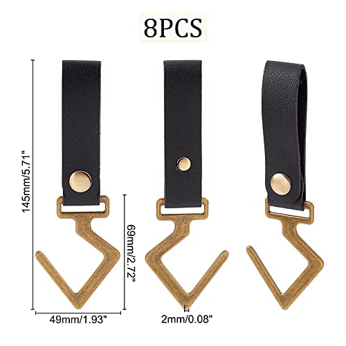 ahandmaker-sangle-cuir-suspension-crochet-camping-8-pcs-noir image 8