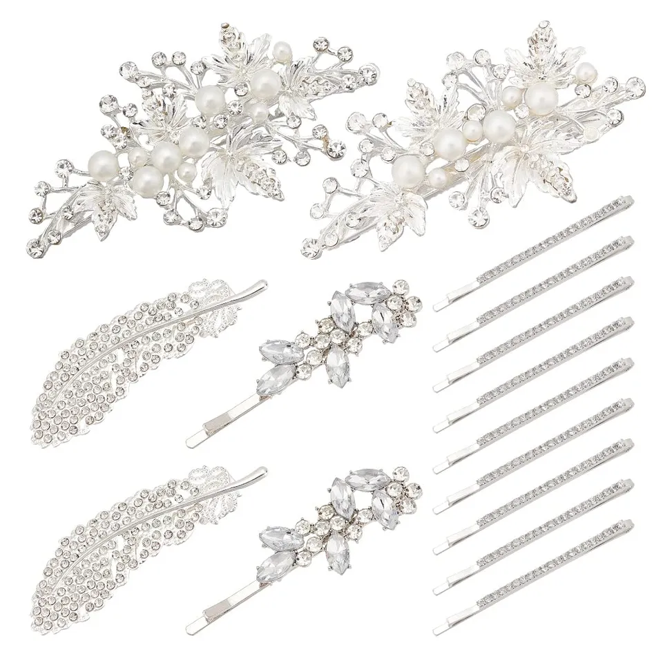 ahandmaker-wedding-supplies-14-pingles-cheveux-mari-e-strass-fleur image 1