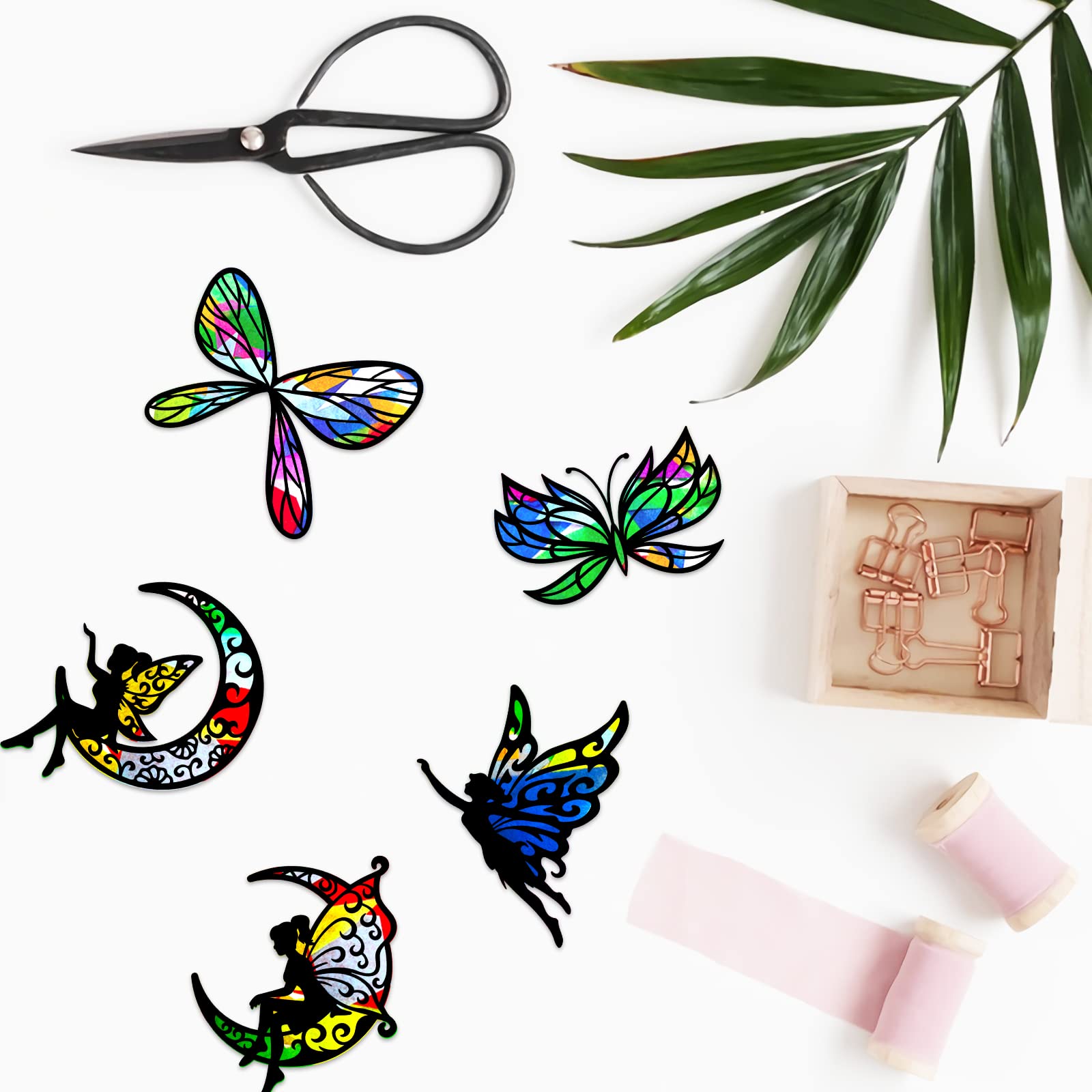 ahandmaker-kit-suncatcher-papillon-f-e-24-pi-ces-autocollants-vitrail image 4